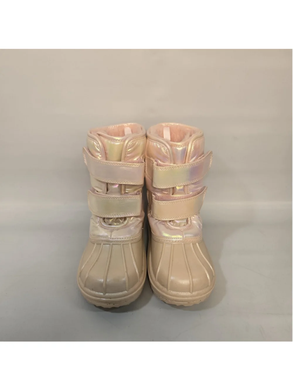 The Children's Place Girls Snow Boots Pink Iridescent Faux Fur Winter Size 12